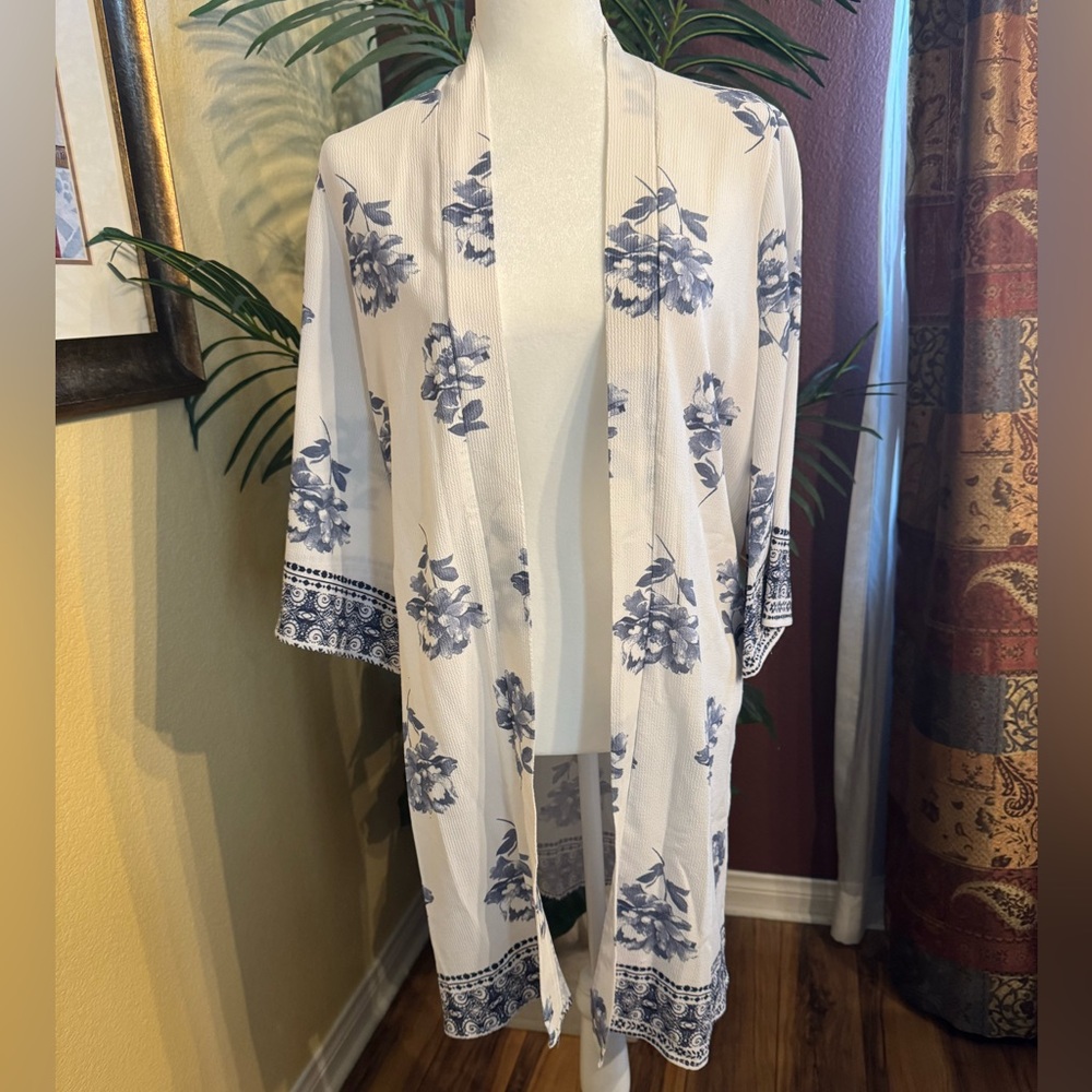 Papaya Floral Open Front Kimono